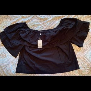 NWT Mud Pie Ezra Black Flounce top